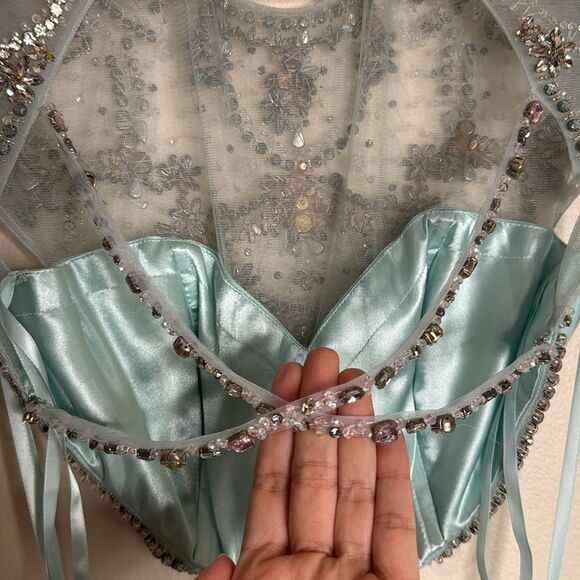 MAC DUGGAL 2025 RUFFLE EMBELLISHED MAXI DRESS FLORAL CHIFFON 68470 size 2 - Picture 10 of 13